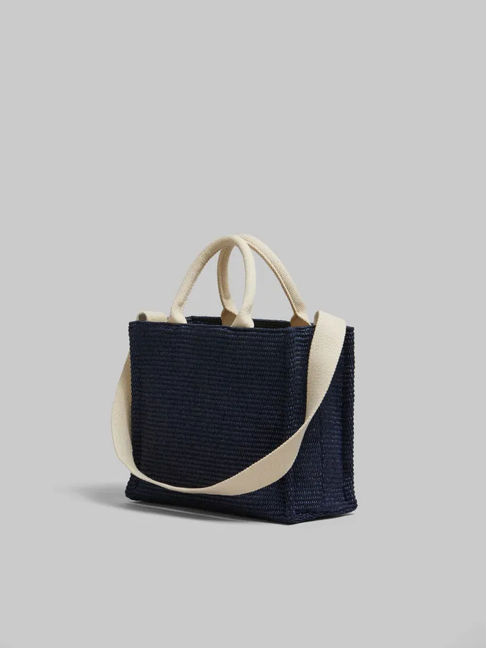 Blue Raffiaeffect Small Tote Bag Women Marni Tote Bags