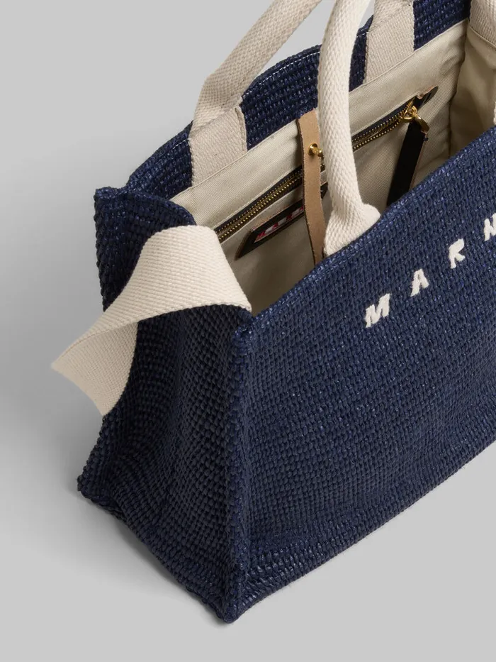 Blue Raffiaeffect Small Tote Bag Women Marni Tote Bags