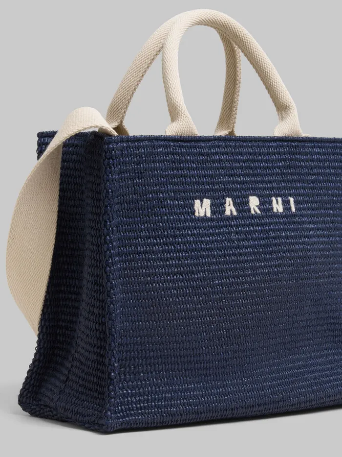 Blue Raffiaeffect Small Tote Bag Women Marni Tote Bags