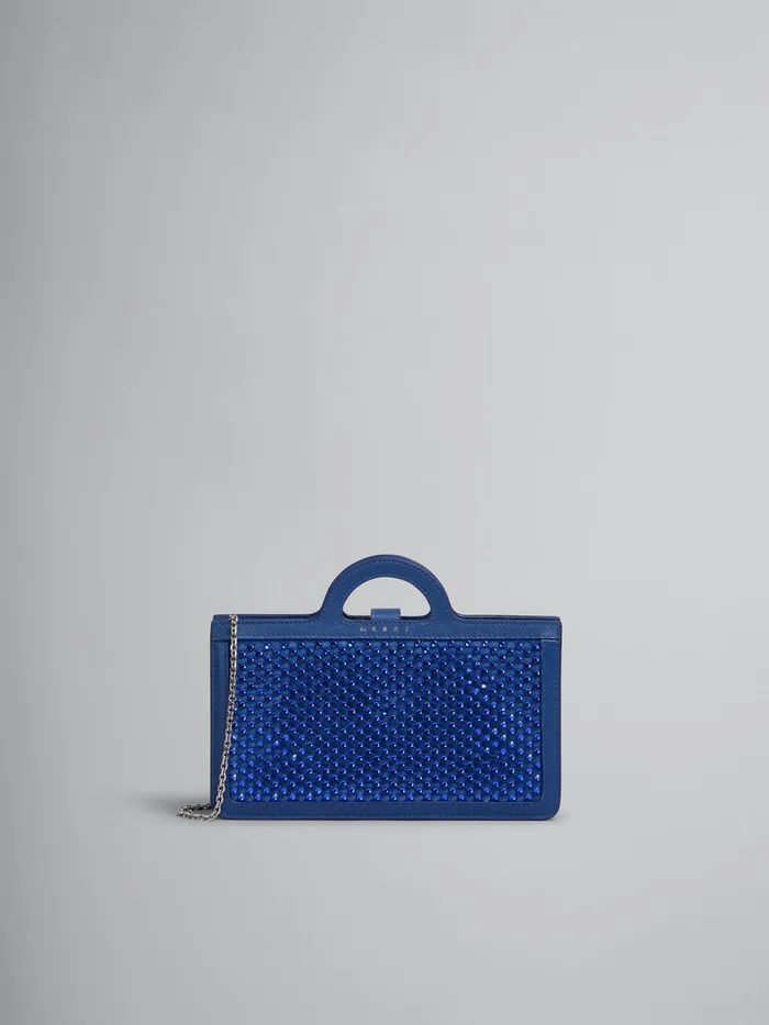 Blue Rhinestone Tropicalia Long Wallet With Chain Strap Women Marni Wallets and Small Leather Goods