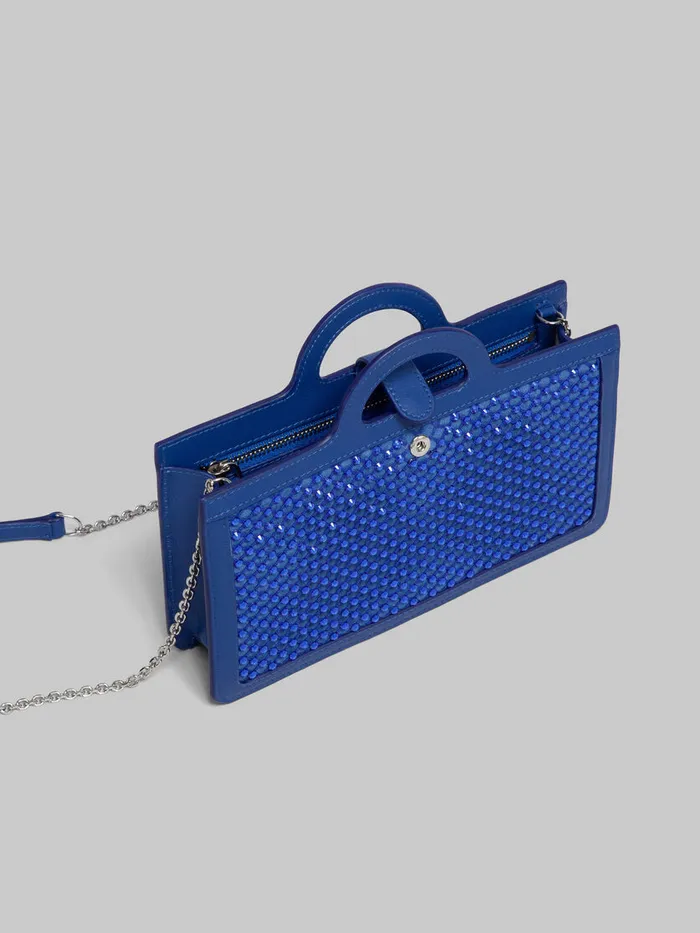 Blue Rhinestone Tropicalia Long Wallet With Chain Strap Women Marni Wallets and Small Leather Goods