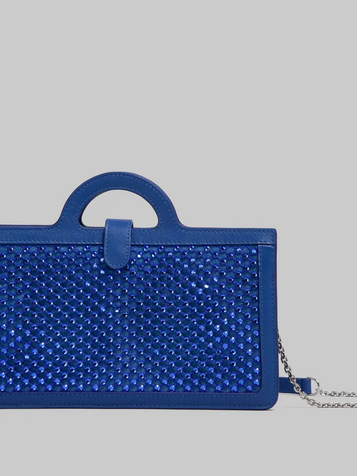 Blue Rhinestone Tropicalia Long Wallet With Chain Strap Women Marni Wallets and Small Leather Goods