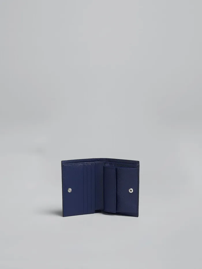 Blue Saffiano Leather Bifold Wallet Men Marni Wallets and Small Leather Goods