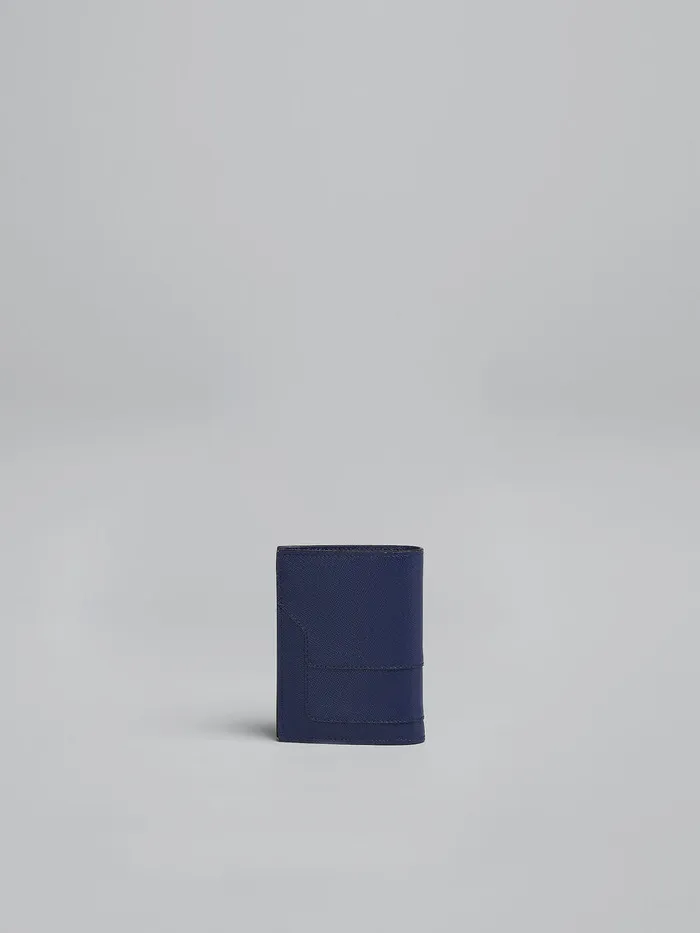 Blue Saffiano Leather Bifold Wallet Men Marni Wallets and Small Leather Goods