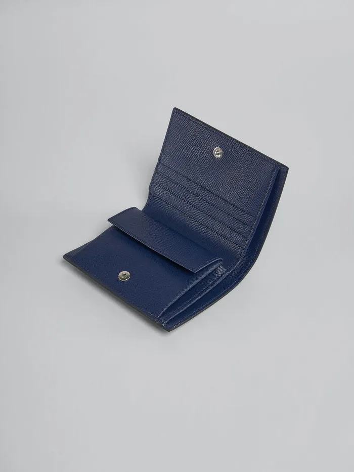 Blue Saffiano Leather Bifold Wallet Men Marni Wallets and Small Leather Goods