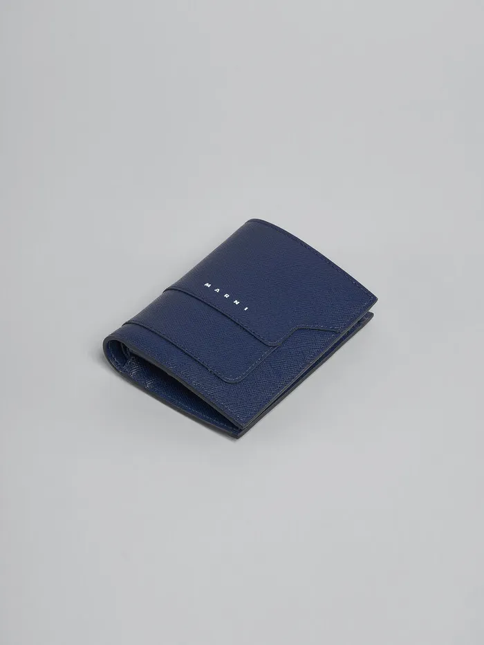 Blue Saffiano Leather Bifold Wallet Men Marni Wallets and Small Leather Goods