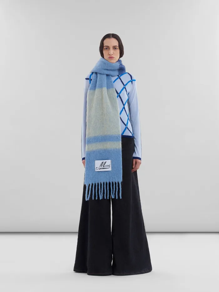 Blue Striped Alpacamohair Scarf Women Marni Scarves