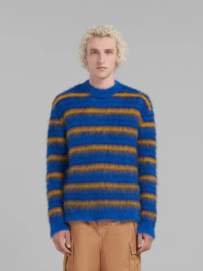 Blue Striped Mohair Jumper Men Marni Knitwear