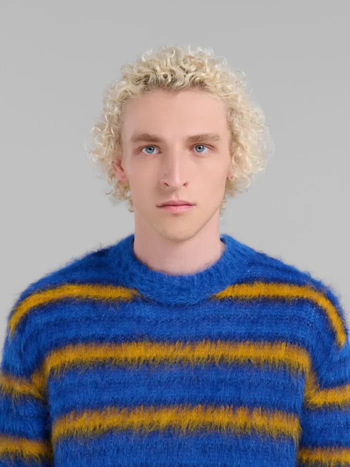 Blue Striped Mohair Jumper Men Marni Knitwear