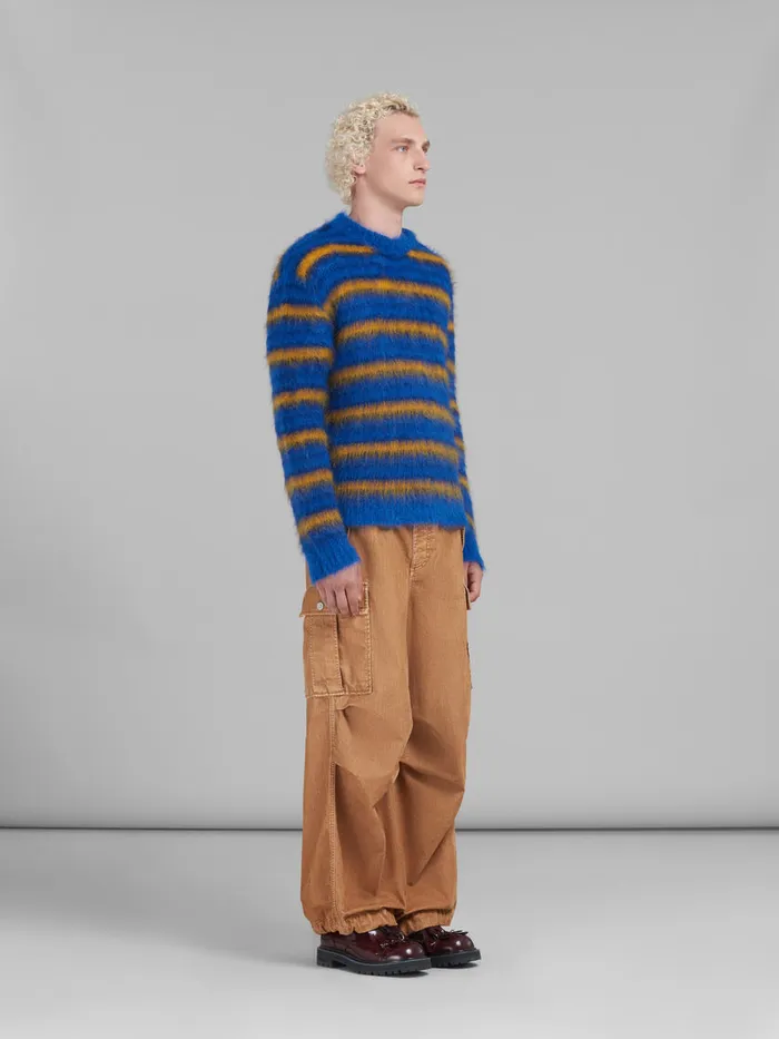 Blue Striped Mohair Jumper Men Marni Knitwear