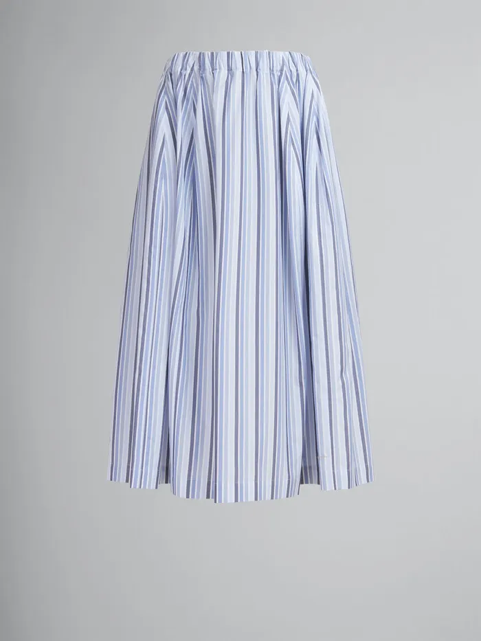 Blue Striped Organic Poplin Elasticated Midi Skirt Women Marni Skirts