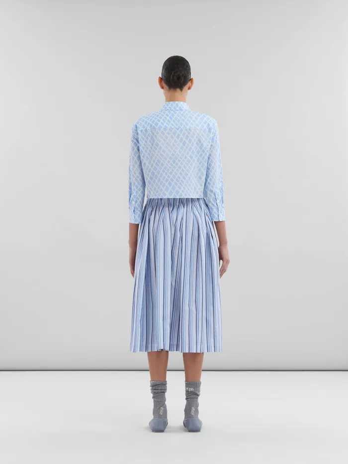 Blue Striped Organic Poplin Elasticated Midi Skirt Women Marni Skirts