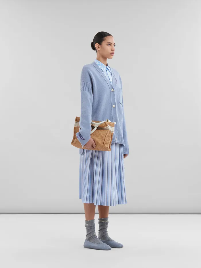 Blue Striped Organic Poplin Elasticated Midi Skirt Women Marni Skirts