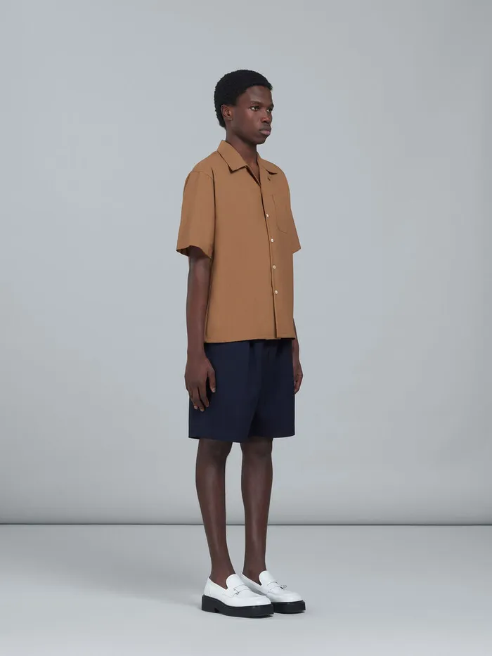 Blue Tropical Wool Bermuda Pants Men Marni Pants