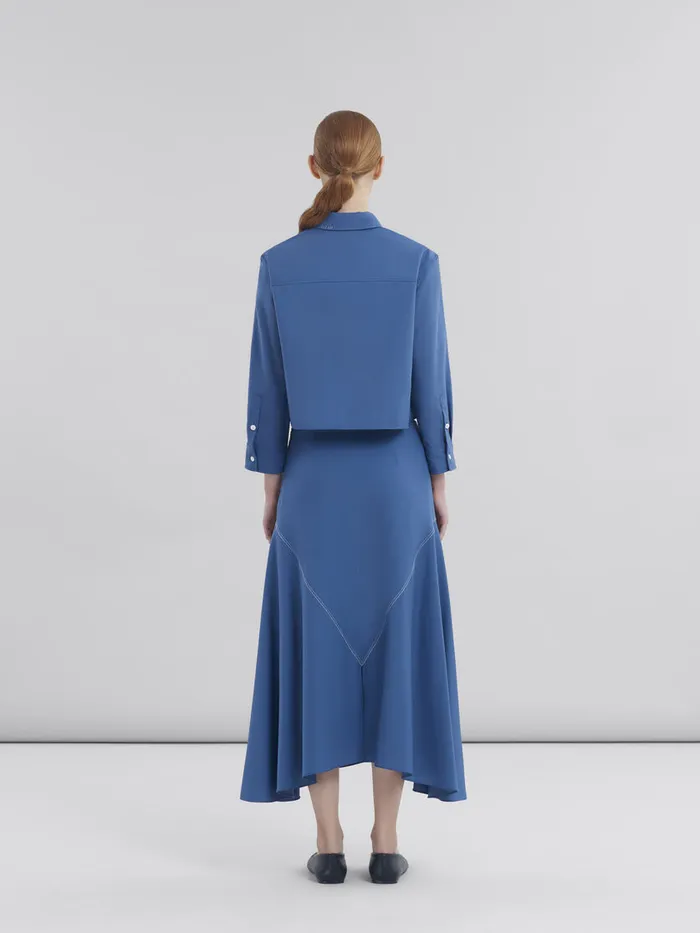 Blue Tropical Wool Cropped Shirt With Marni Mending Women Marni Tops and TShirts