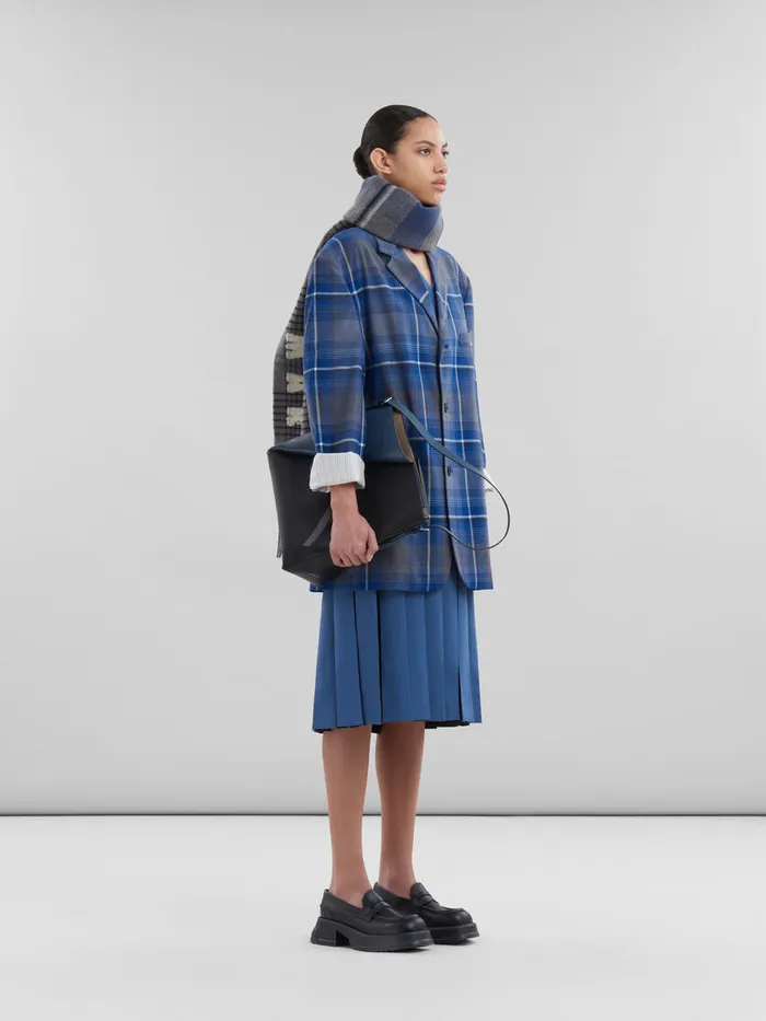 Blue Tropical Wool Dress With Contrast Pleats Women Marni Dresses