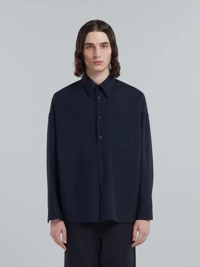 Blue Tropical Wool Shirt Men Marni Tops and TShirts