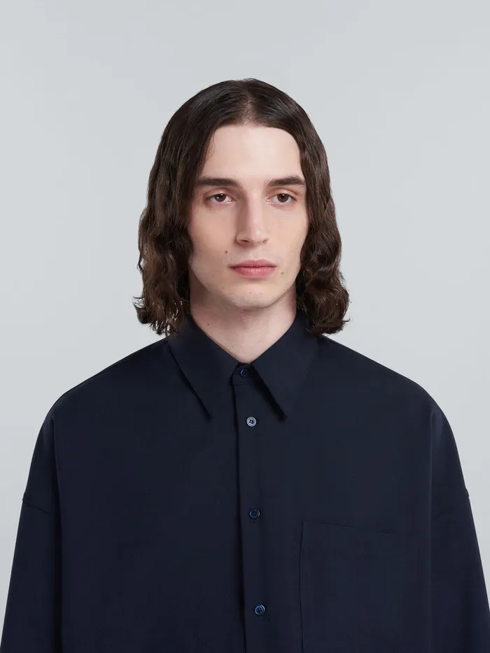 Blue Tropical Wool Shirt Men Marni Tops and TShirts