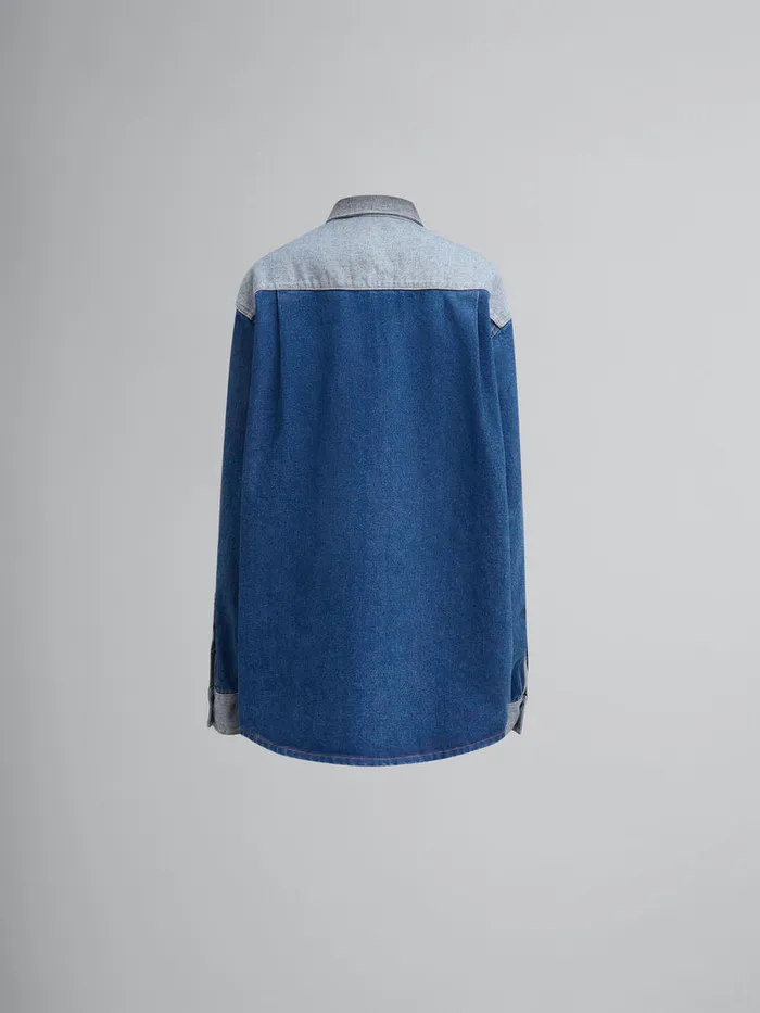 Blue Twotone Denim Shirt With Rawcut Edges Women Marni Tops and TShirts