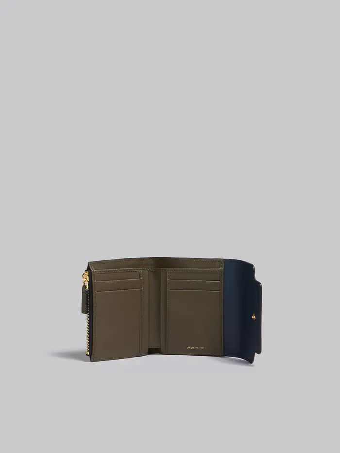 Blue White And Green Saffiano Leather Wallet Women Marni Wallets and Small Leather Goods