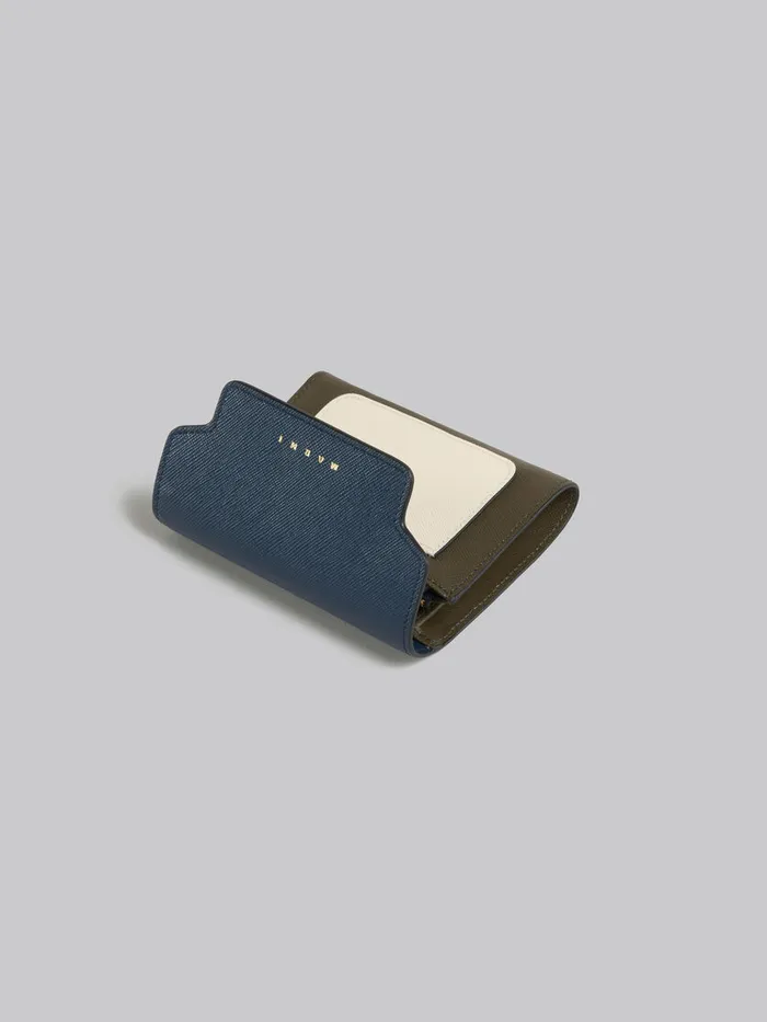Blue White And Green Saffiano Leather Wallet Women Marni Wallets and Small Leather Goods