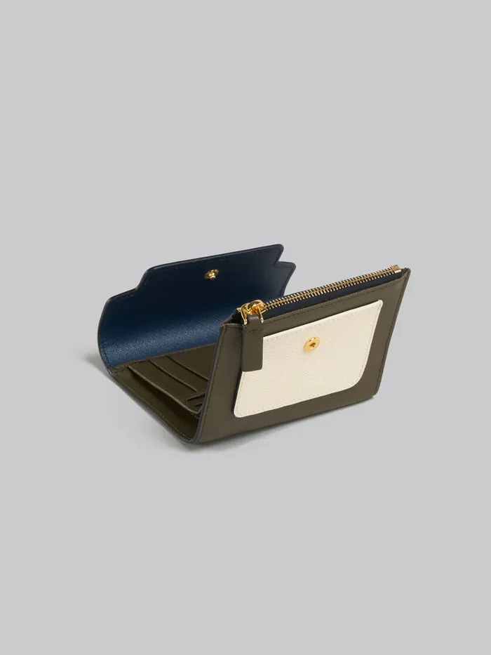 Blue White And Green Saffiano Leather Wallet Women Marni Wallets and Small Leather Goods
