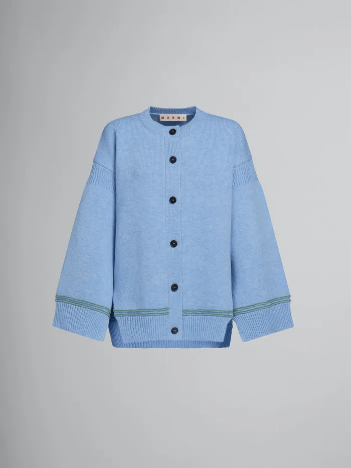 Blue Wool Cardigan With Kimono Sleeves Women Marni Knitwear