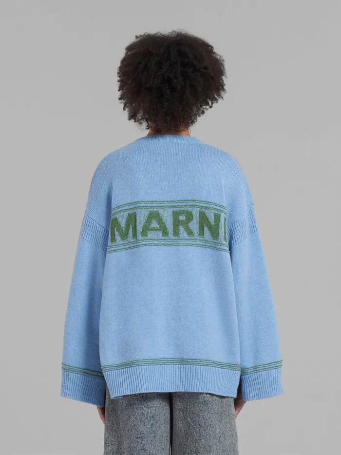 Blue Wool Cardigan With Kimono Sleeves Women Marni Knitwear