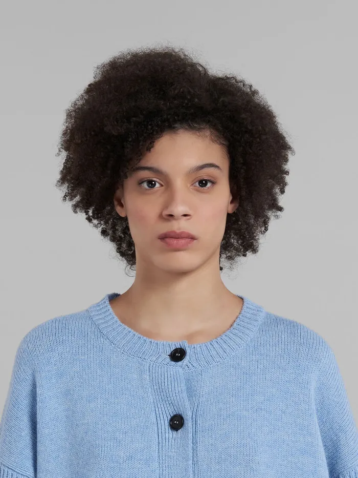 Blue Wool Cardigan With Kimono Sleeves Women Marni Knitwear