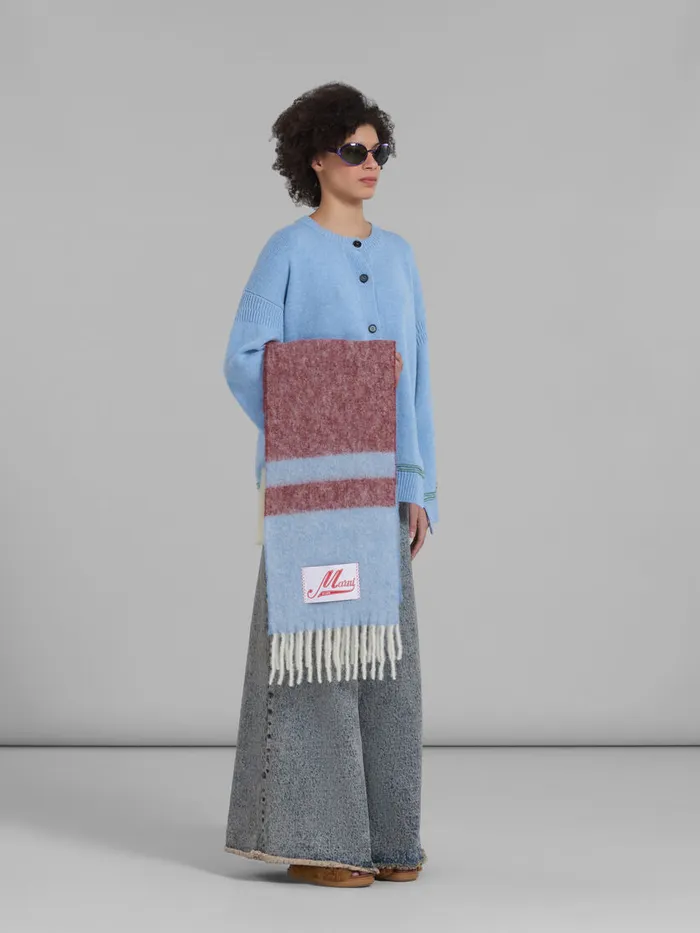 Blue Wool Cardigan With Kimono Sleeves Women Marni Knitwear