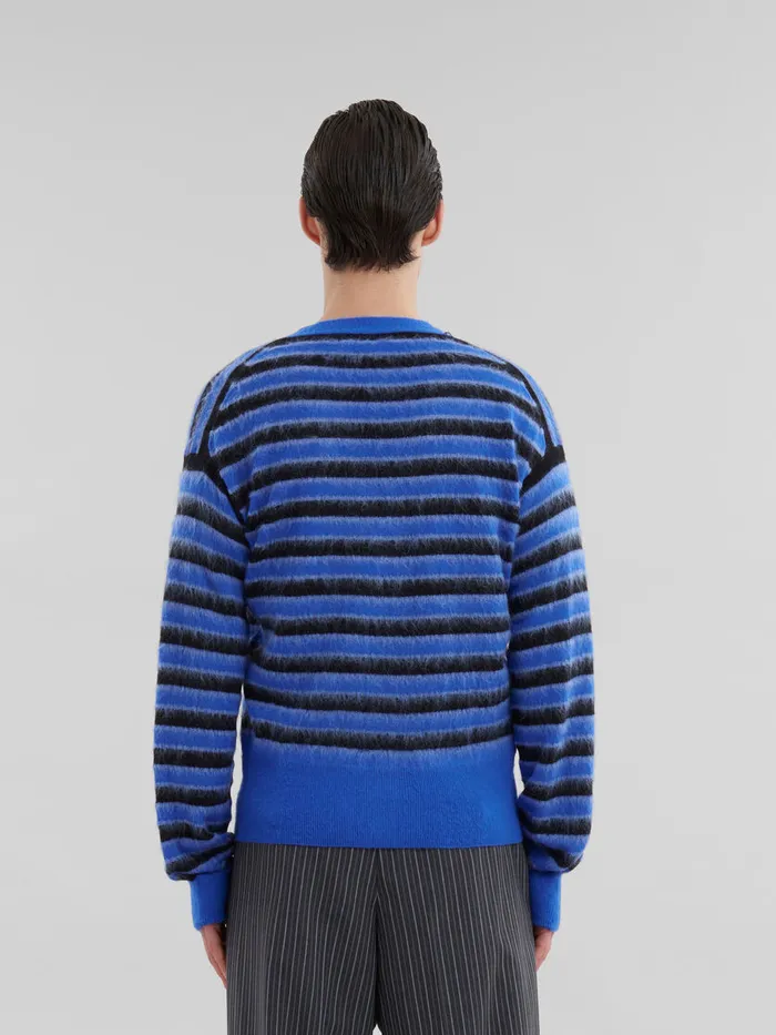 Blue Woolmohair Striped Cardigan Men Marni Knitwear