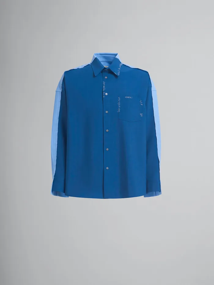 Blue Wool Shirt With Contrast Back Men Marni Tops and TShirts
