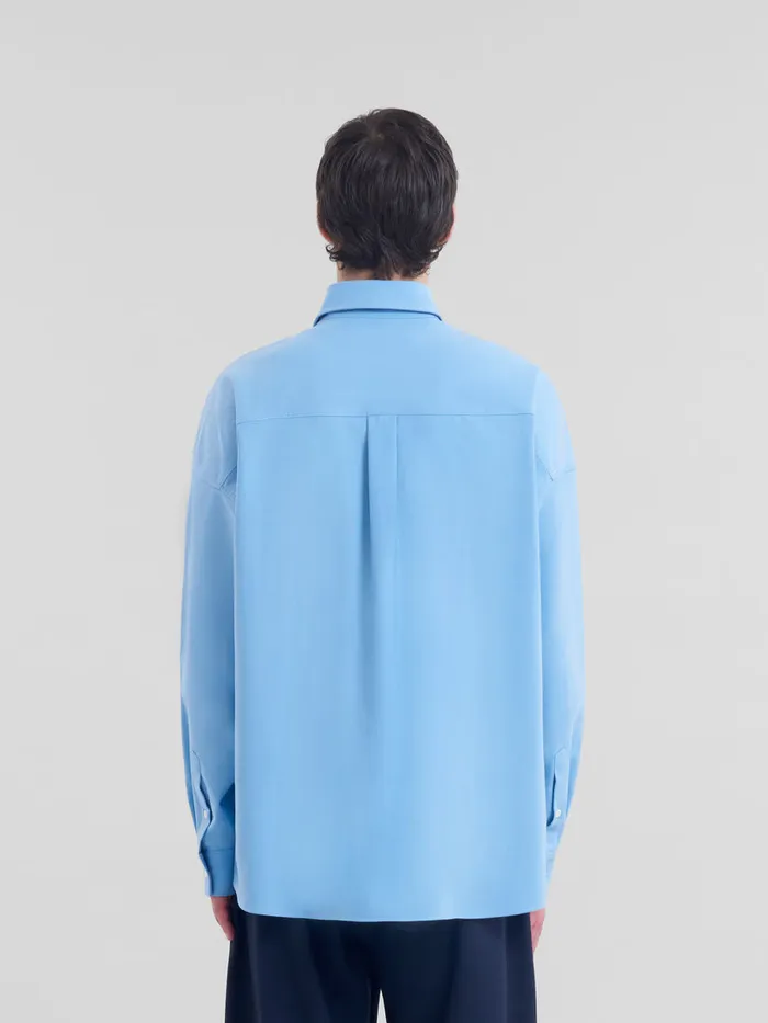 Blue Wool Shirt With Contrast Back Men Marni Tops and TShirts