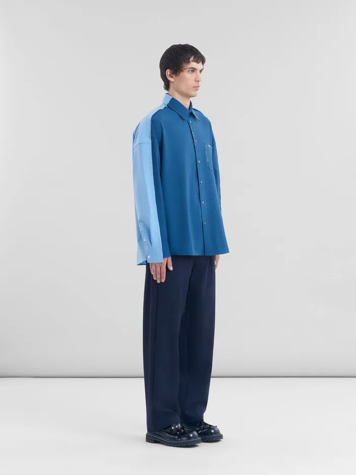 Blue Wool Shirt With Contrast Back Men Marni Tops and TShirts