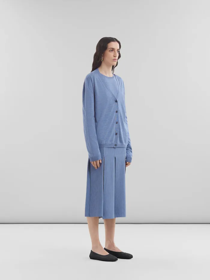 Blue Woolsilk Crewneck Jumper With Marni Mending Women Marni Knitwear