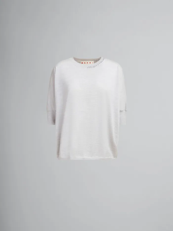 Blue Woolsilk Halfsleeve Jumper With Marni Mending Women Marni Knitwear