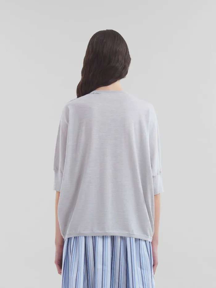 Blue Woolsilk Halfsleeve Jumper With Marni Mending Women Marni Knitwear