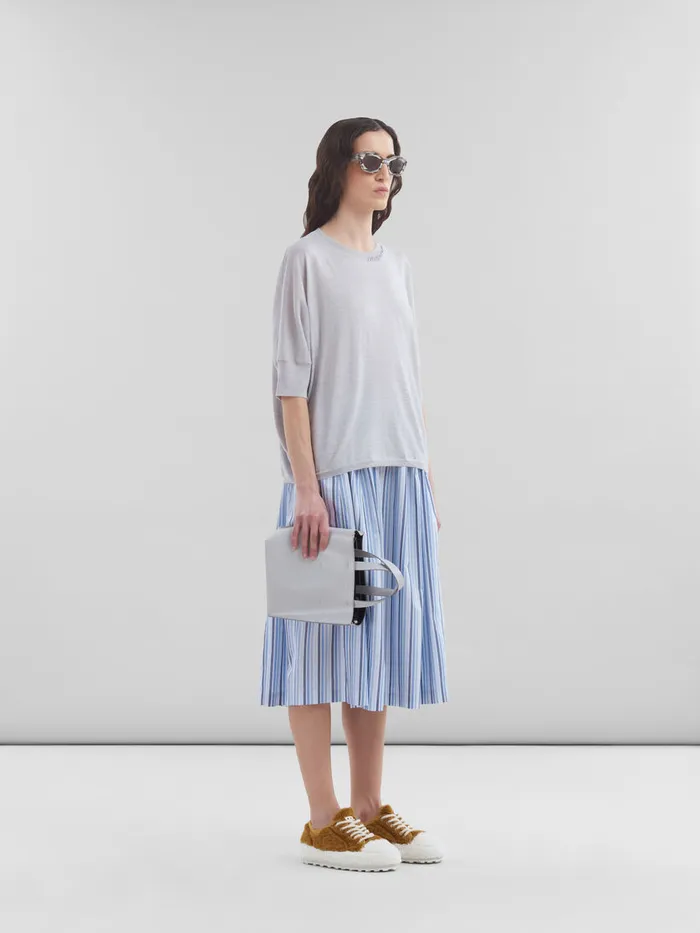 Blue Woolsilk Halfsleeve Jumper With Marni Mending Women Marni Knitwear