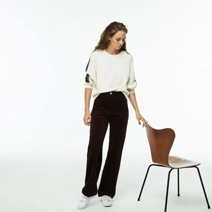 Boxy Fit Striped Cotton Velour Pants Brown Womens Lacoste Pants and Shorts Gift for Friend Boxy Fit Striped Cotton Velour Pants Brown Womens Lacoste Pants and Shorts Gift for Friend
