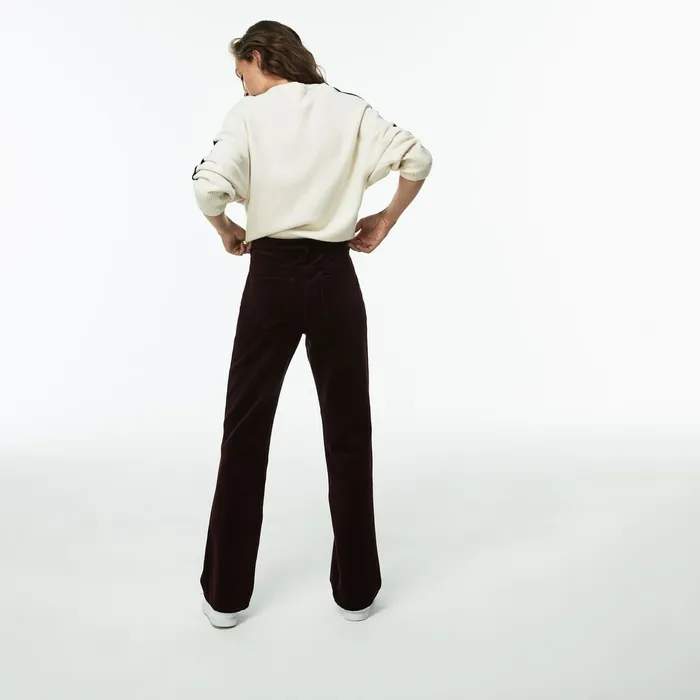 Boxy Fit Striped Cotton Velour Pants Brown Womens Lacoste Pants and Shorts Gift for Friend