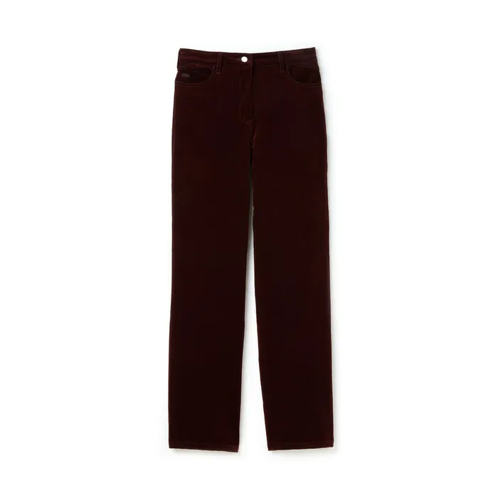 Boxy Fit Striped Cotton Velour Pants Brown Womens Lacoste Pants and Shorts Gift for Friend