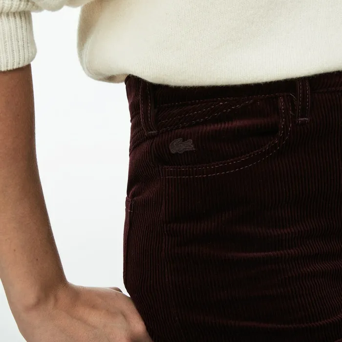 Boxy Fit Striped Cotton Velour Pants Brown Womens Lacoste Pants and Shorts Gift for Friend