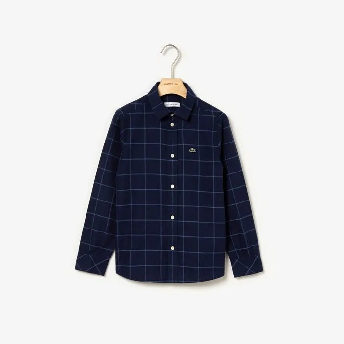 Boys8217 Check Flannel Shirt Navy BlueBlue Womens Lacoste Shirts and Tops Near Me