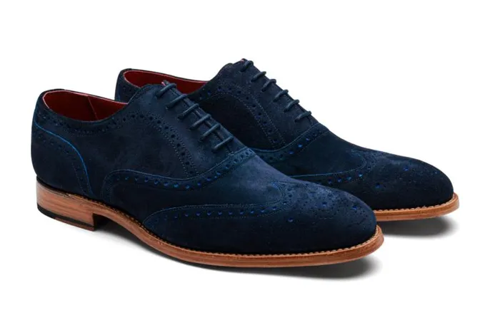Brando 2 8211 Navy Suede Blue Punch Mens Barker Shoes Brogues