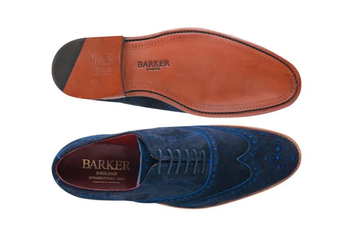 Brando 2 8211 Navy Suede Blue Punch Mens Barker Shoes Brogues