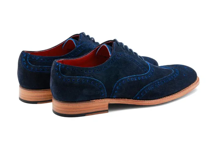 Brando 2 8211 Navy Suede Blue Punch Mens Barker Shoes Brogues