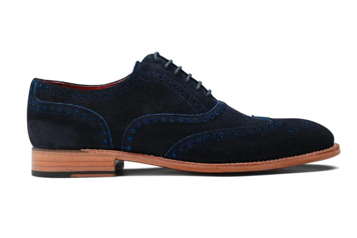 Brando 2 8211 Navy Suede Blue Punch Mens Barker Shoes Brogues