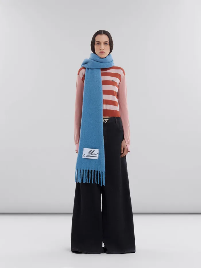 Bright Blue Alpaca Scarf Women Marni Scarves