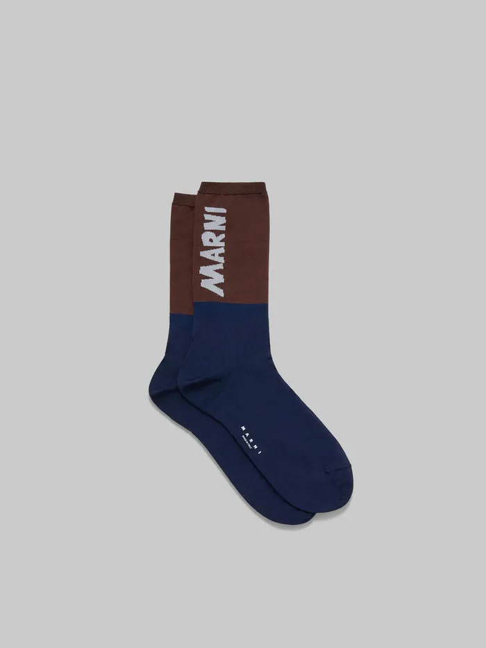 Brown And Blue Socks With Marni Logo Men Marni Socks