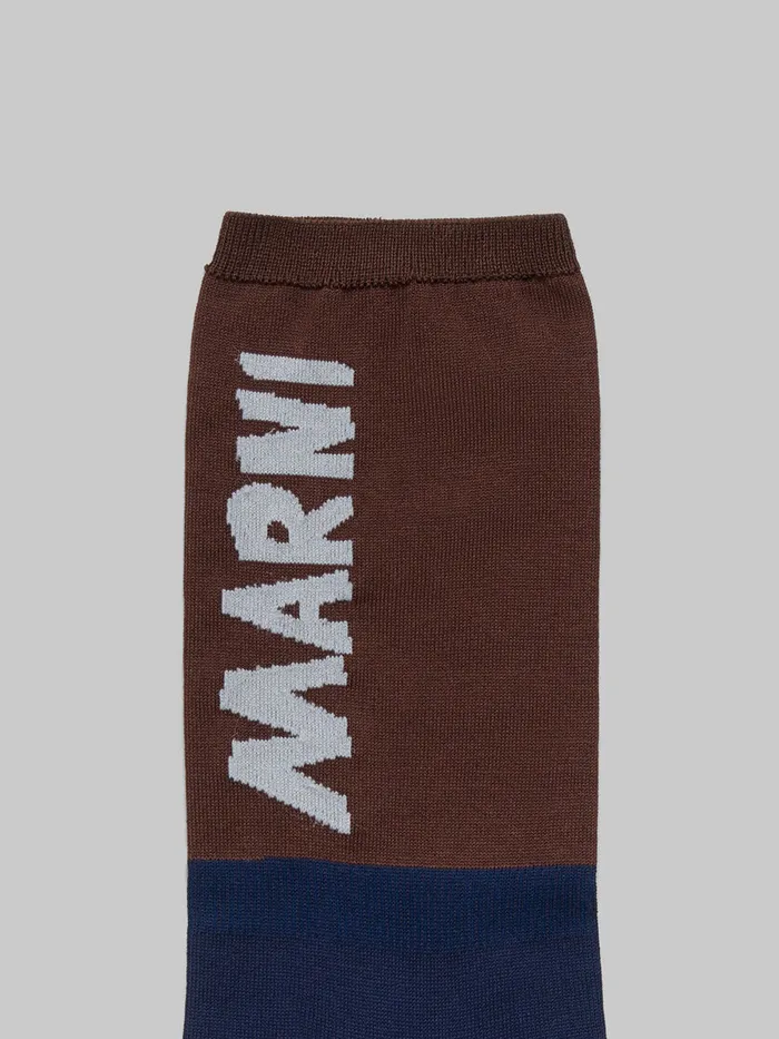 Brown And Blue Socks With Marni Logo Men Marni Socks